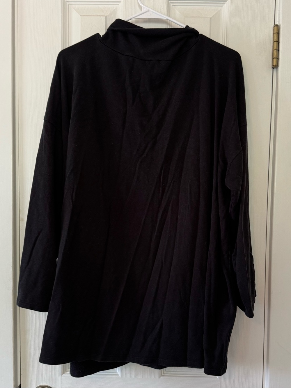 Eileen Fisher Black Turtleneck Tunic Top 3X Plus Size Lyocell Organic Cotton - Picture 3 of 3